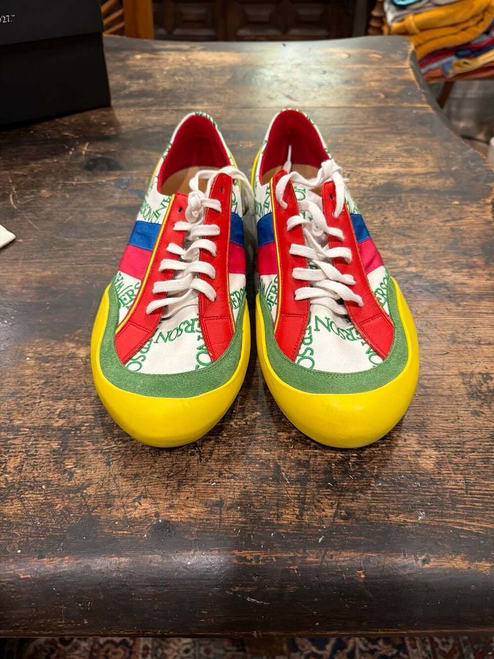 JW Anderson Men Red Yellow Bubble Hike Lace Up Sneakers Shoes Size 45